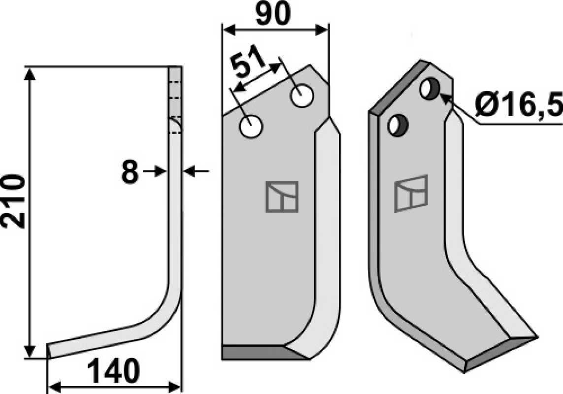 Fräsmesser 210x90mm, links